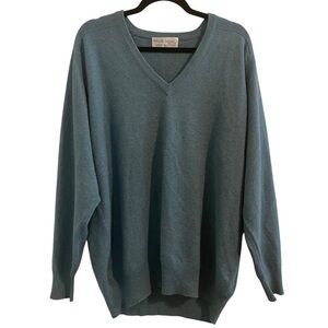 EERDUOSI Blue Green V-Neck Cashmere Sweater Size 48
